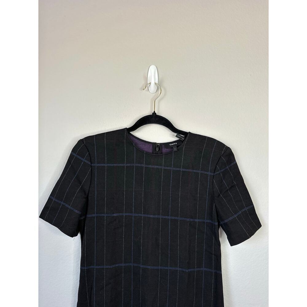 THEORY Rijik Structured Knit Plaid Sheath Dress Gray Size 4 Career Office - Picture 4 of 6